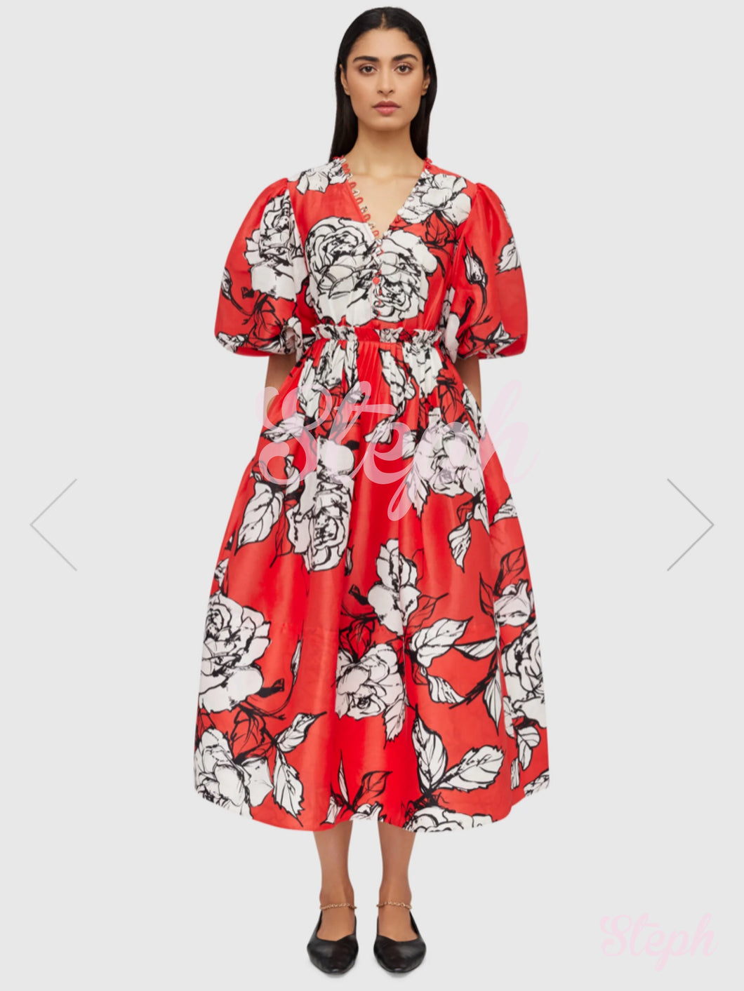 Red floral Midi Lin