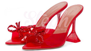 RED Amina Mules Bow Glass