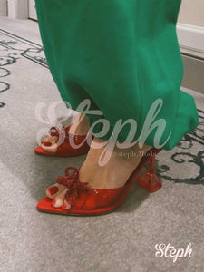 RED Amina Mules Bow Glass