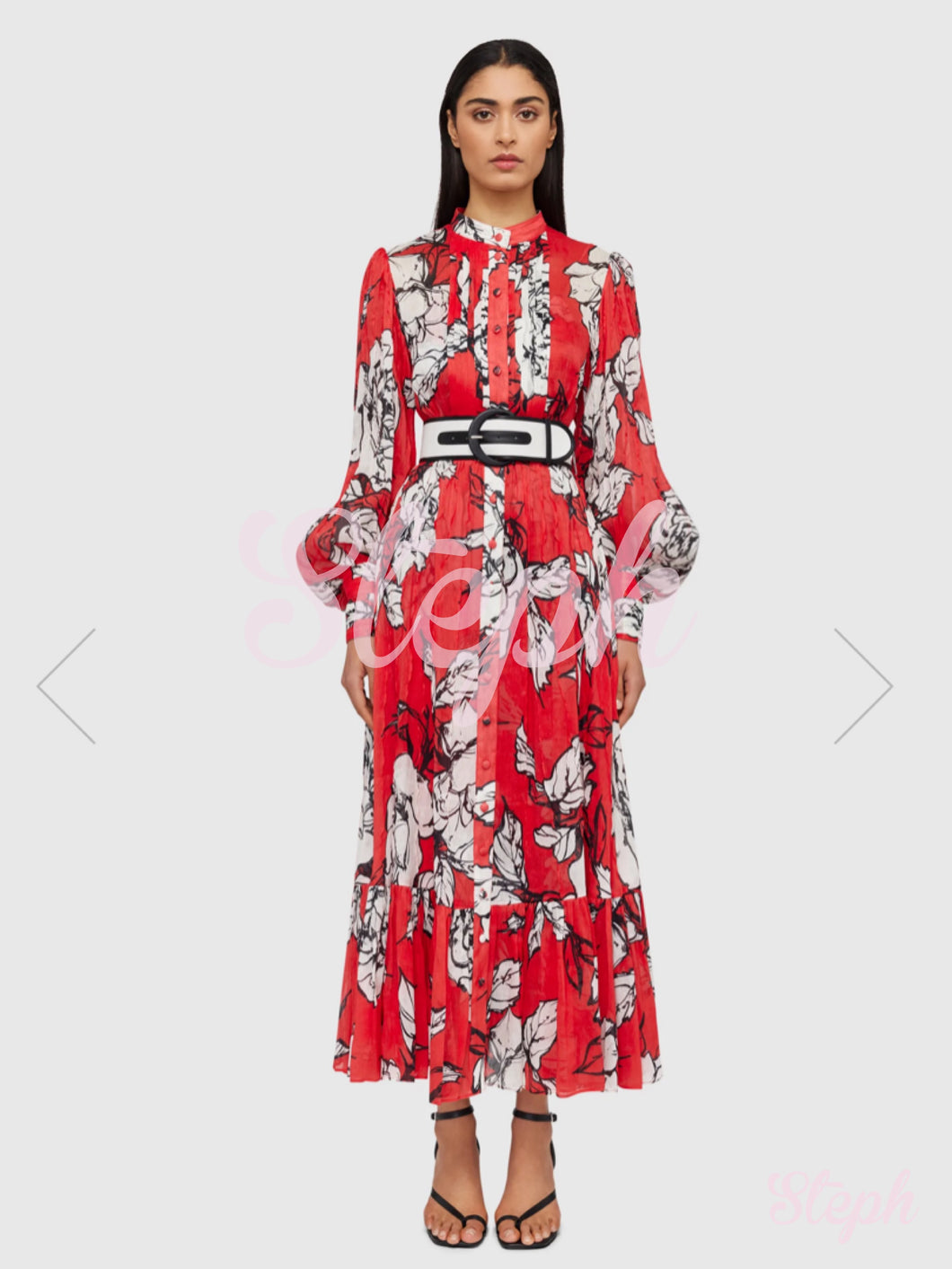 Red floral Midi Lin